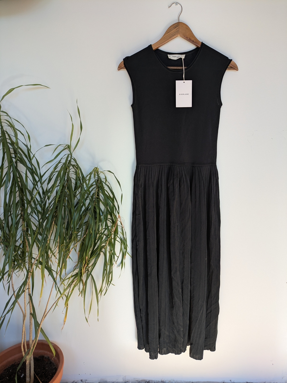 Everlane Black Knit Sleeveless Midi Dress XXS NWT